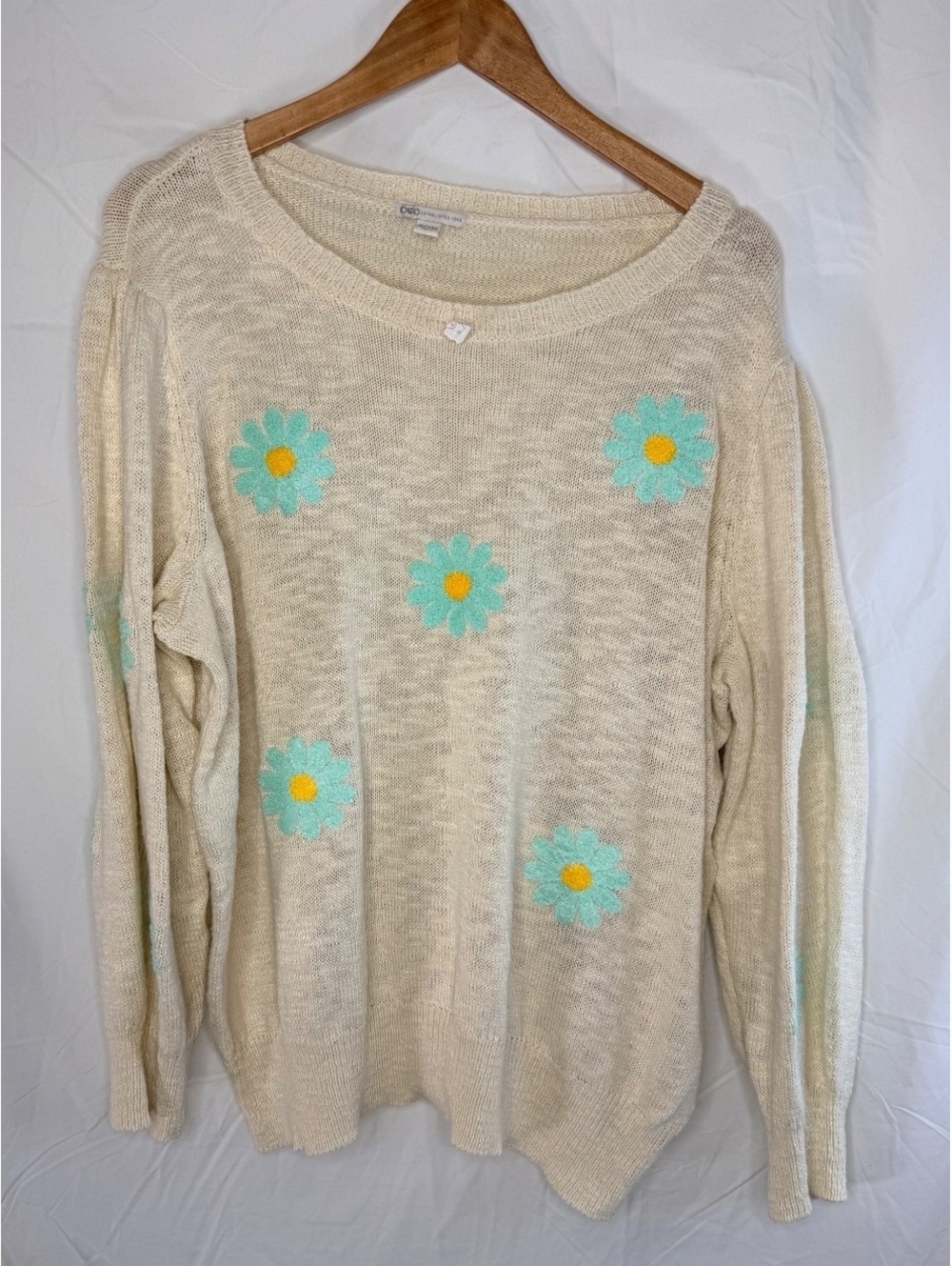 Daisy Floral Lightweight Knit Sweater Plus Size 18/20W Cottagecore Spring Cato
